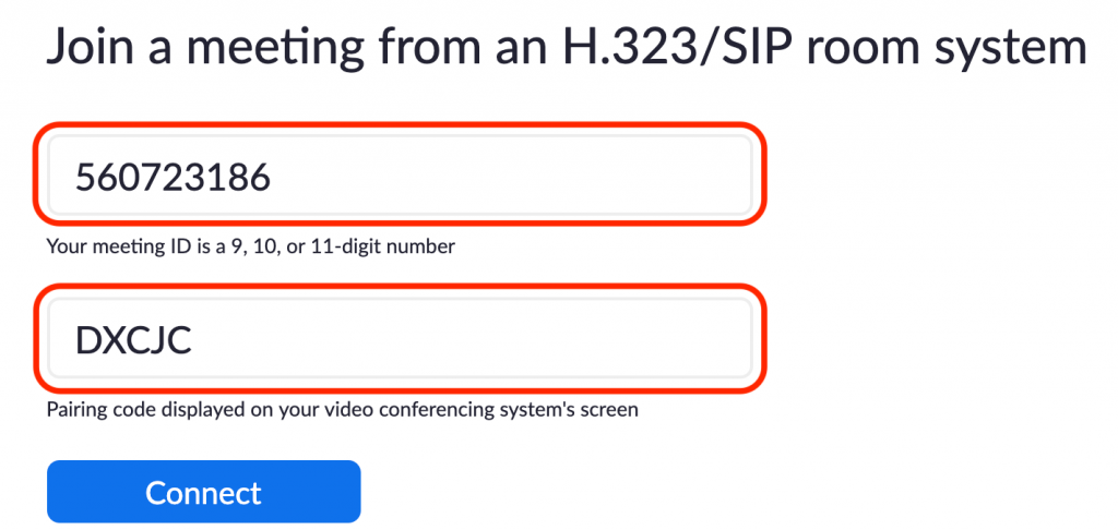 Image highlighting the way to join a Zoom meeting from a H.323/SIP room system