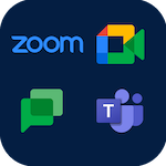 Icon for communication services that when clicked will open the page for Zoom, Meet, Chat & Teams